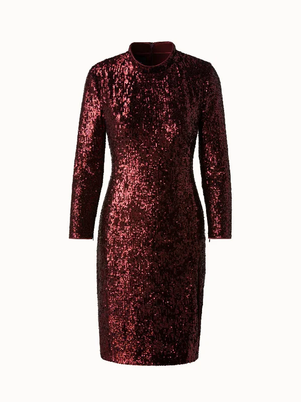 Fashionable Long Sleeves Cocktail DressSequined Sheath Dress with Long Sleeves