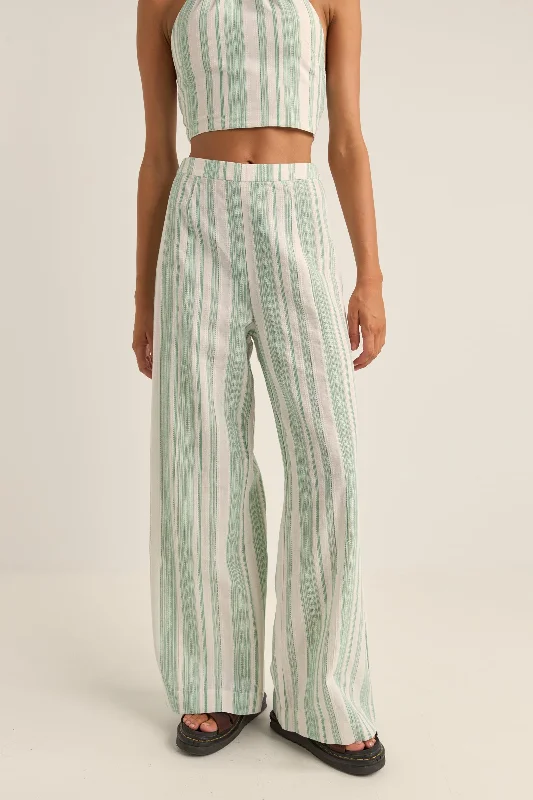 women's cargo pantsDinero Stripe Wide Leg Pant Green