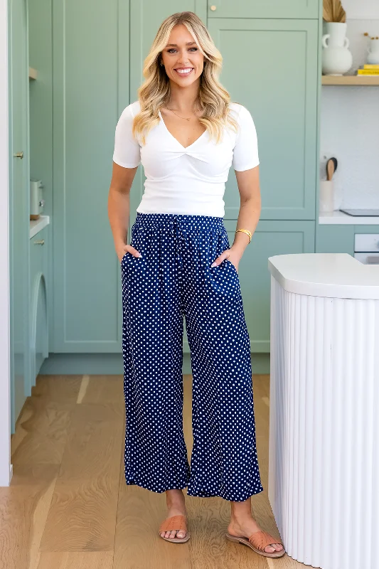 women's classic pantsSammy Crop Pants Navy White Mini Spot