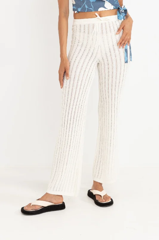 women's flare pantsScallop Knit Pant Cream