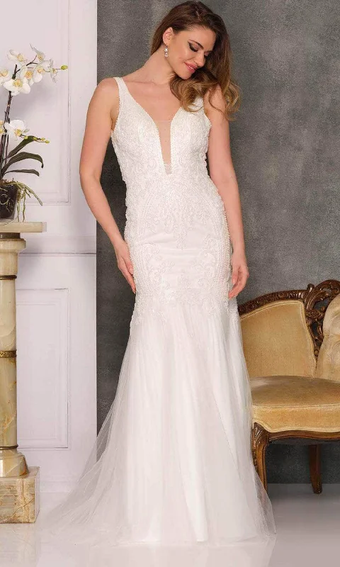 Formal Dress for Humanitarian AwardsDave & Johnny Bridal A10382 - Deep Neckline Bridal Gown