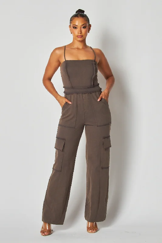 women's jumpsuits for effortless eleganceHolland Washed Knit Cami Straight Leg Jumpsuit