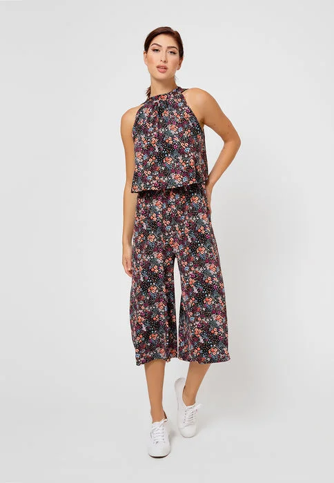 women's jumpsuits with floral printsLeota Women's Skyler Cropped In Confetti Floral Jumpsuit Purple