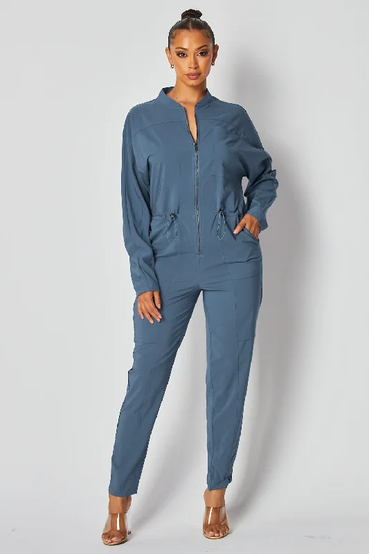 women's jumpsuits for laid-back looksTinsley Mock Neck Drawstring Flight Jumpsuit