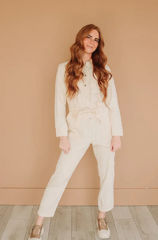 women's jumpsuits with belt loopsMelbourne Vanilla Utility Jumpsuit - Nursing Friendly - FINAL SALE