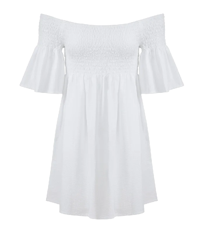 affordable and stylish Mimi dresses for budget-conscious shoppersArianna Smocked Bell Sleeve Mini Dress