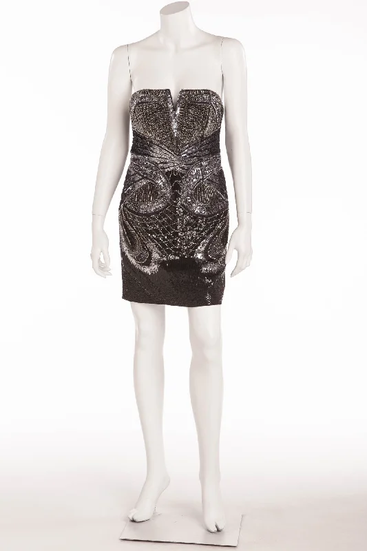 short lace Mimi dresses for casual eleganceRoberto Cavalli - As Seen on Shakira - Brand New Black & Silver Embellished Mini Dress - IT 42