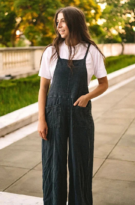 women's jumpsuits with short sleevesScottie Mineral Washed Cotton Jumpsuit - FINAL FEW