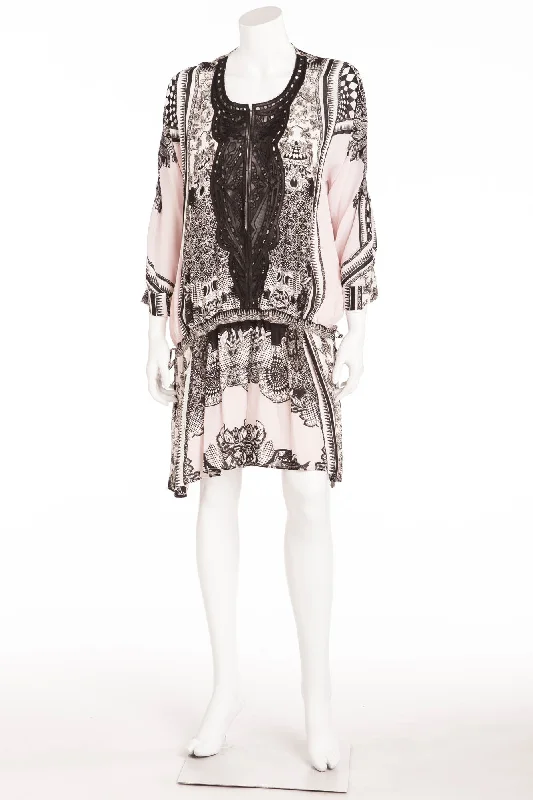 stretch floral Mimi dresses for all-day comfortRoberto Cavalli - Leather Trimmed Crepe De Chine Mini Dress - IT 42