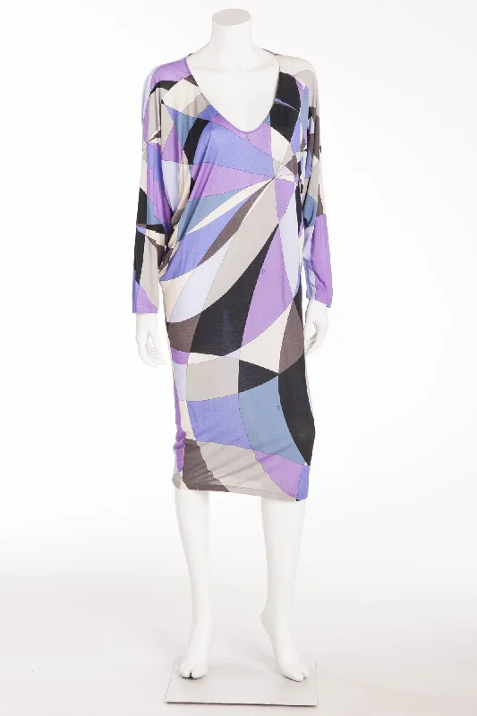 summer Mimi dresses with short sleevesEmilio Pucci - Purple, Blue and Black Multicolor Long Sleeve Mini Dress - IT42