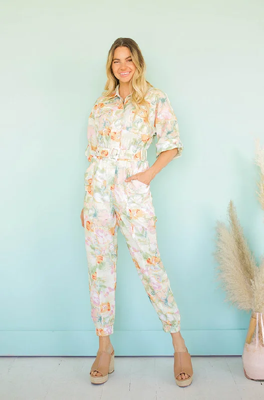 women's jumpsuits with bell sleevesParadise Multi Floral Jumpsuit - Nursing Friendly - FINAL SALE - FINAL FEW