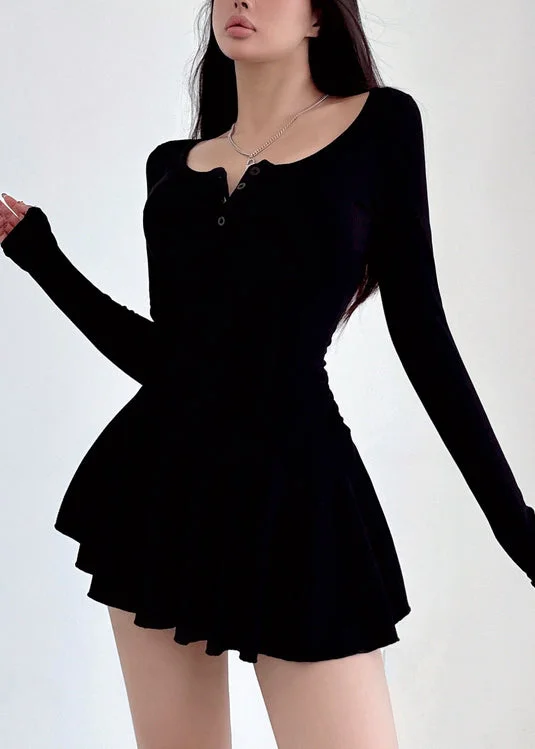 body-hugging midi dressesStyle Black Square Collar Knit Mid Dresses Spring