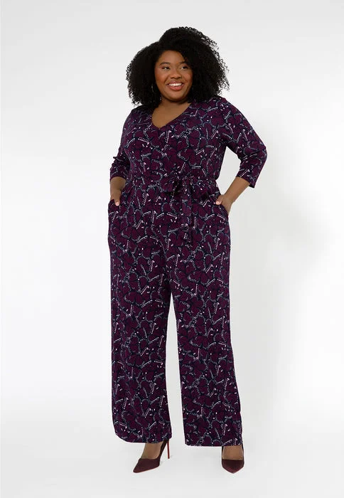 women's jumpsuits made of denimLeota Women's Leia V-Neck Jumpsuit (Curve) Purple