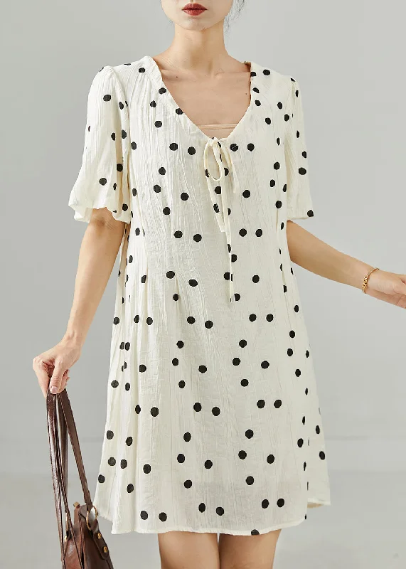 comfortable midi dressesArt White Oversized Print Cotton Mid Dresses Summer