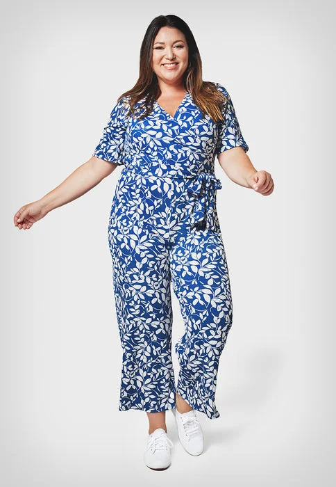 women's jumpsuits with striped patternsLeota Women's Kayla In Two Tone Floral Jumpsuit Blue