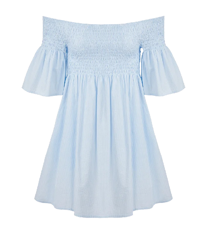 x-small lace Mimi dresses for tiny framesArianna Smocked Bell Sleeve Mini Dress