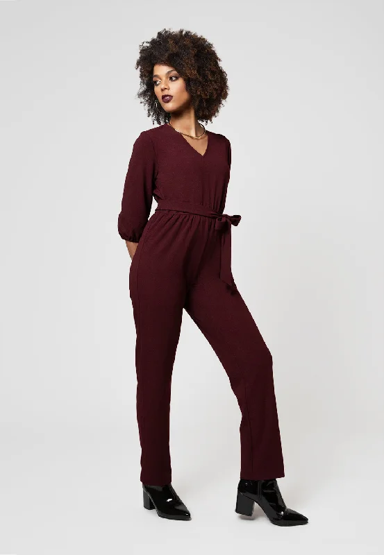 women's jumpsuits made of laceLeota Women's 3/4 Sleeve Sandra Jumpsuit in Maroon Red