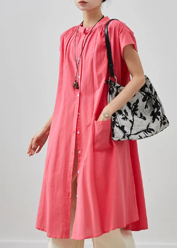 velvet midi dressesBohemian Pink Oversized Cotton Mid Dress Summer