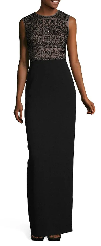 maxi dresses with sequined detailsAdrianna Papell AP1E203663 Crew Neck Sleeveless Formal Long Dress