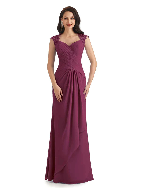 affordable wedding dressesElegant Chiffon Sheath Queen Ann Floor Length Long Mother Of The Bride Dresses In Stock