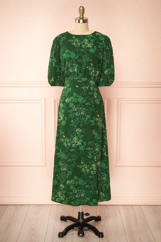 maxi dresses with long sleevesEmirida | Long Dark Green Floral Dress