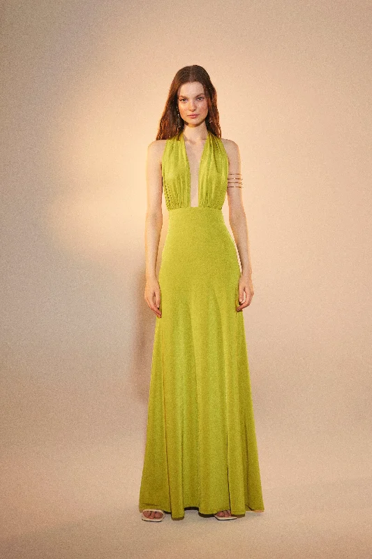 maxi dresses for springInes Jersey Long Dress in Green Glow