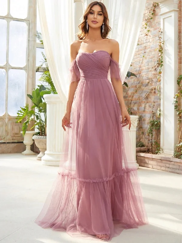 maxi dresses under $100BerriesJam - Long Tulle Strapless A Line Floor-Length Backless Dress