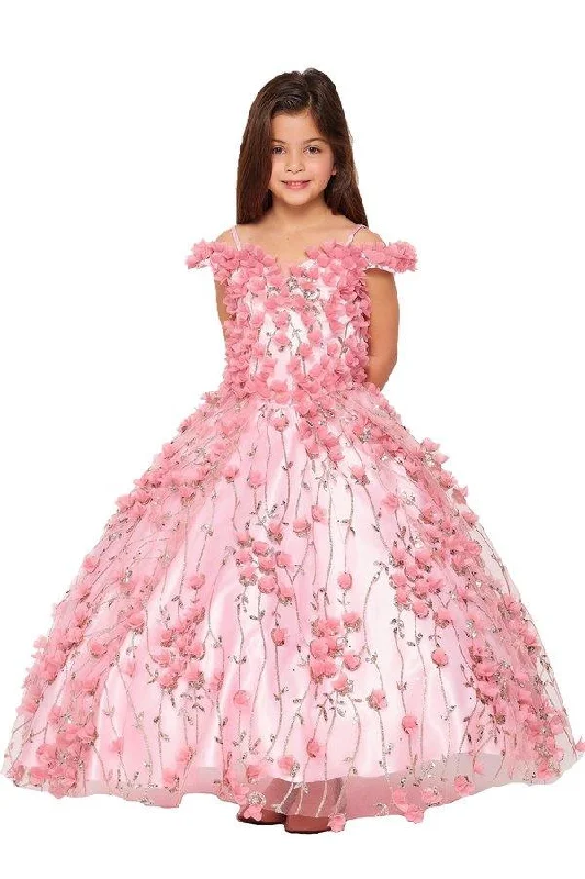 maxi dresses for semi-formal eventsOff Shoulder Long Flower Girls Dress