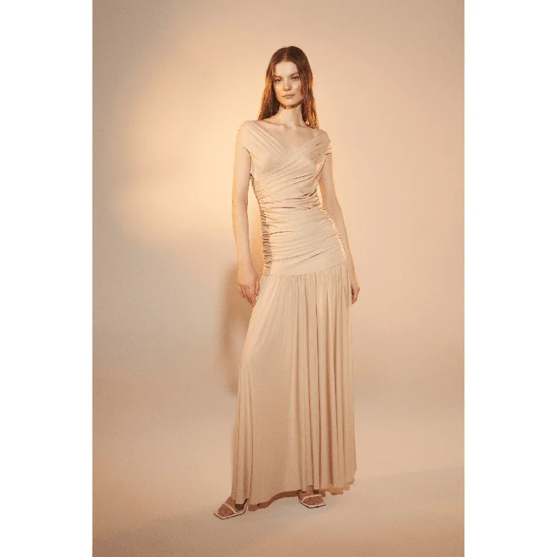 maxi dresses with back pocketsPurley Jersey Long Dress in Cuban Sand