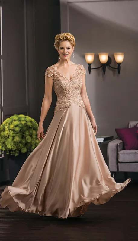 wedding dress with buttonsA-Line V-Neck Lace Satin Long Mother of the Bride Dresse