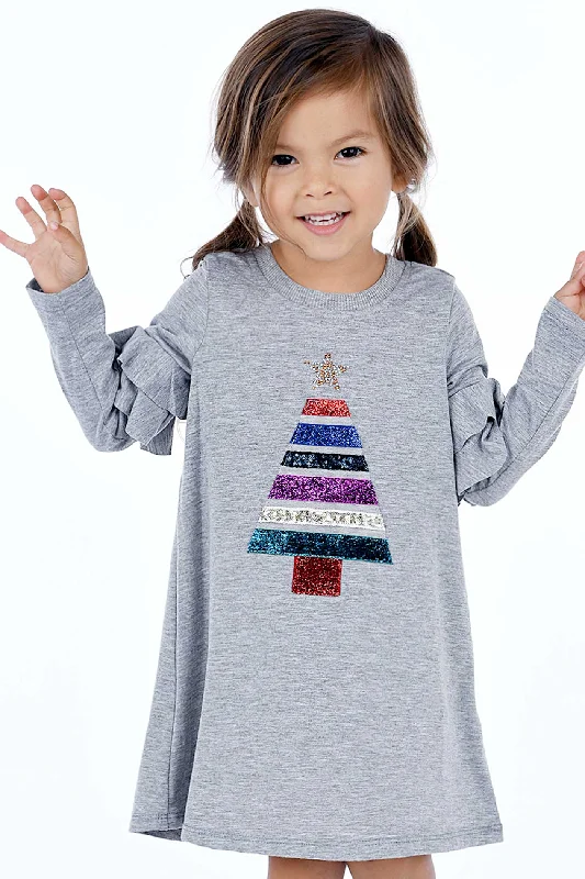 Formal Long Sleeves Evening DressLittle Girls Christmas Tree Long Sleeve Dress