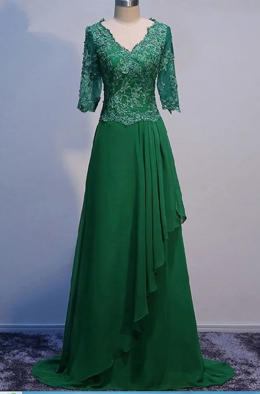 sample sale wedding dressesLong Sleeve Green Mother of The Bride Dress