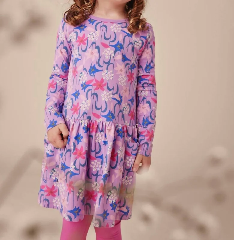 Fabulous Floral Long Sleeves DressLong Sleeve Pocket Dress In Fleur-De-Lis