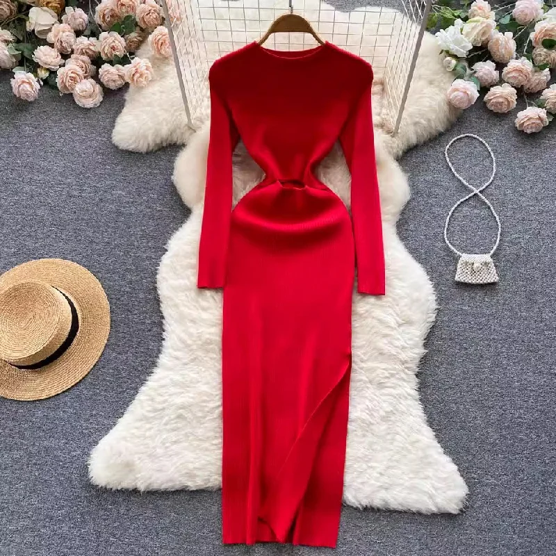 maxi dresses under $50long-sleeved knitted dress       S4514