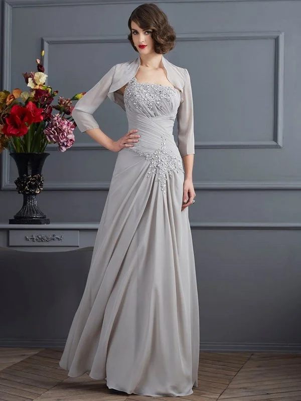 mother-of-the-bride wedding dressesMother of the Bride Dresses A-Line One-Shoulder Sleeveless Beading Long Chiffon