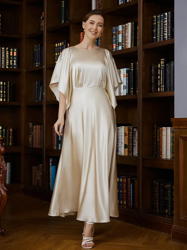 wedding dress with sleevesMother of the Bride Dresses A-Line/Princess Silk like Satin 1/2 Sleeves Ankle Length