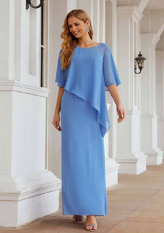 elegant bohemian wedding dressesSheath/Column Sleeveless Scoop Neck Ankle-Length Chiffon Mother of the Bride Dress