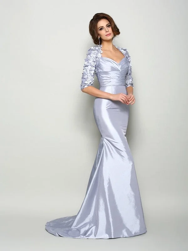 mother-of-the-bride wedding dressesTrumpet/Mermaid Sweetheart Applique 1/2 Sleeves Long Taffeta Mother of the Bride Dresses