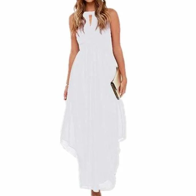 maxi dresses with flutter sleevesFashionSierra - Women Long Chiffon Dress New Summer Beach Dresses