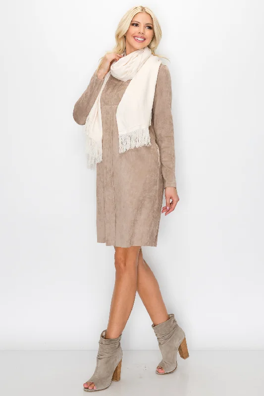 Full Length Long Sleeves DressAurora Long Sleeve Suede Dress - Khaki