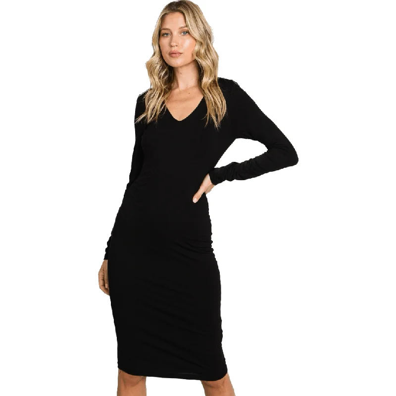 Flowing Tulle Long Sleeves DressBB Double Lined Modal Jersey Long Sleeve Black Dress