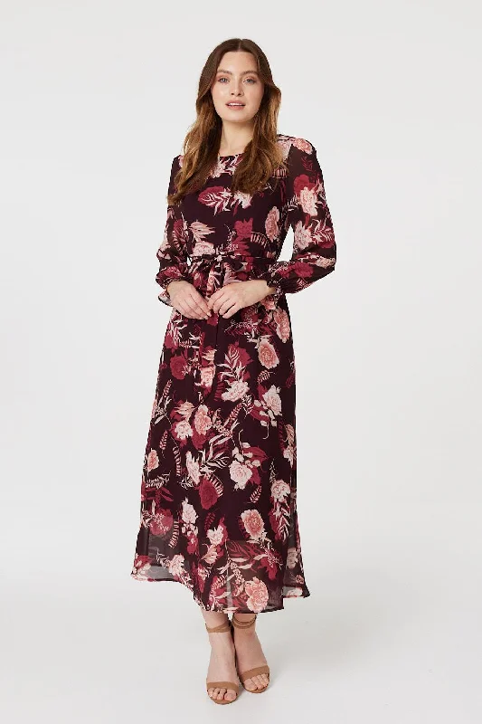 Fuzzy Long Sleeves Wrap DressFloral Long Sleeve A-Line Dress