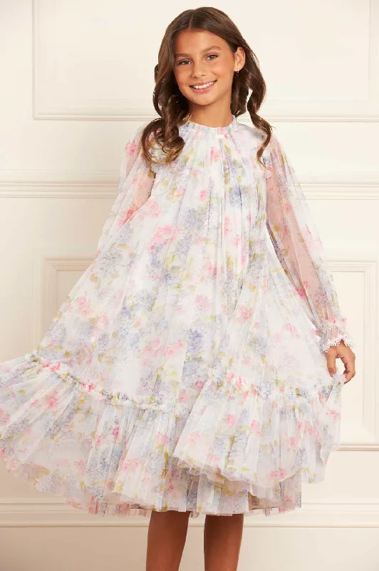 Fitted Formal Long Sleeves DressHydrangea Long Sleeve Kids Dress