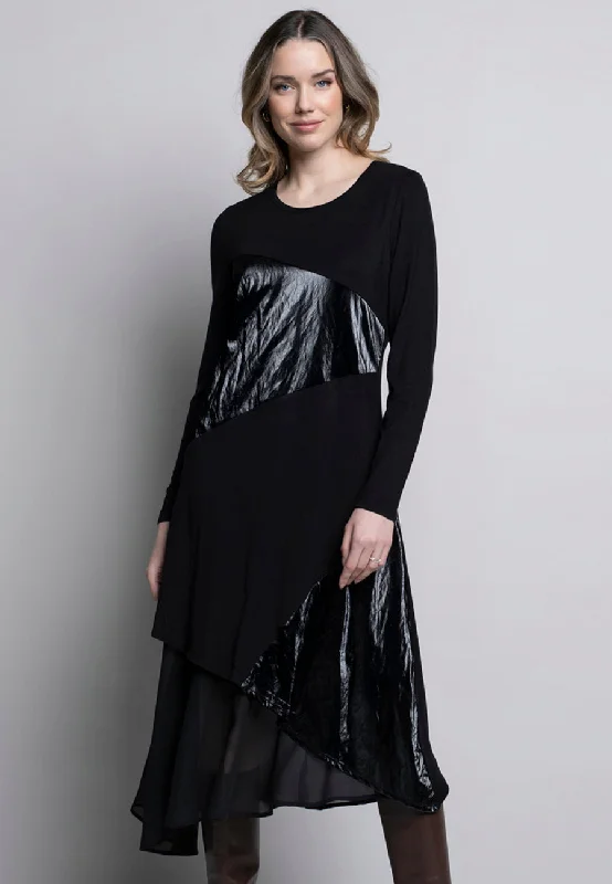 Fashionable Long Sleeves DressLong Sleeve Chiffon Trim Dress