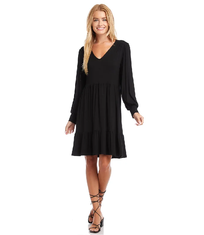 Funky Long Sleeves Cami DressPetite Size Long Sleeve Tiered Dress