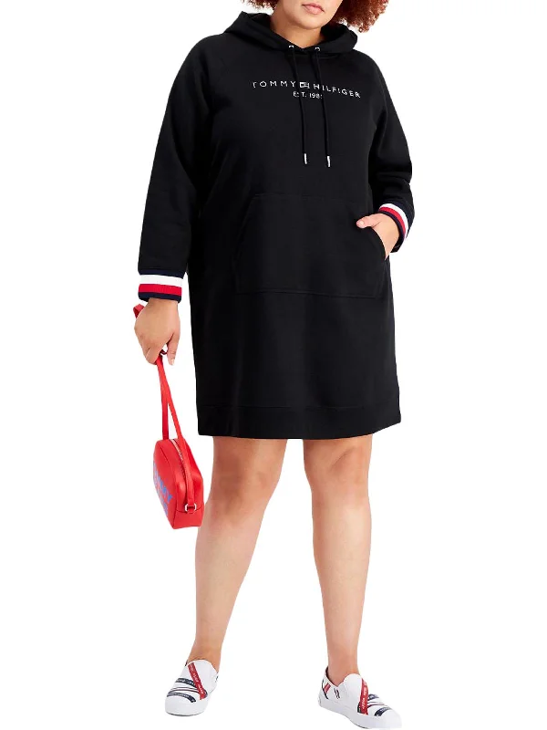 Flirty Fit Long Sleeves DressPlus Womens Hoodie Long Sleeves Sweatshirt Dress