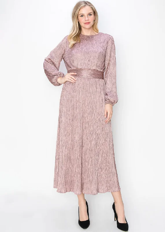 Fitted Long Sleeves High-Low DressRose Shimmer Long Sleeve Dress