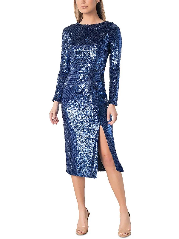 Fitted Floral Long Sleeves DressWomens Sequined Long Sleeves Sheath Dress